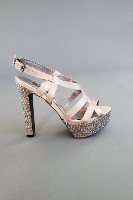 Nina Pallie Latte Crystal Platform Sandals Size 9.5