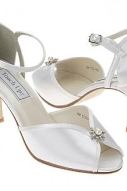 New TOUCH UPS "Serenity" White Satin Wedding Bridal Shoes sz 9M