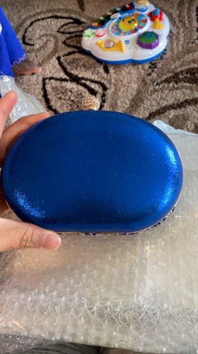 Blue Crystal Floral Clutch