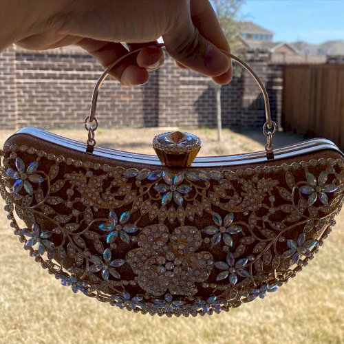 Champagne Clutch and necklace