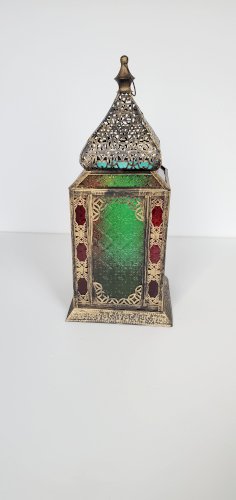 Metal Moroccan Lantern with glass colored sides