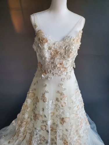 Augusta Jones Vicki Wedding Dress with Blush Floral Appliqué & Veil