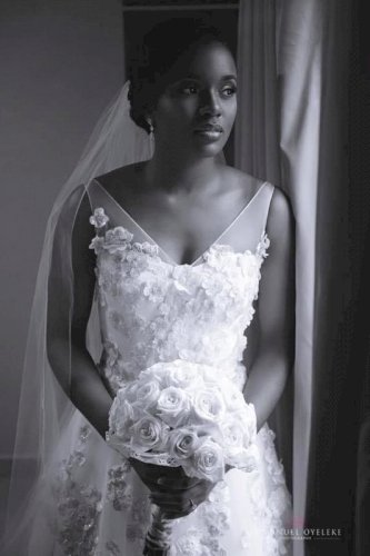 Augusta Jones Vicki Wedding Dress with Blush Floral Appliqué & Veil