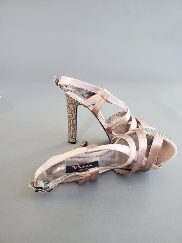 Nina Pallie Latte Crystal Platform Sandals Size 9.5