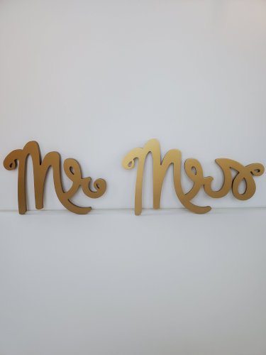 Mr. & Mrs. Gold Calligraphy Chair Signs