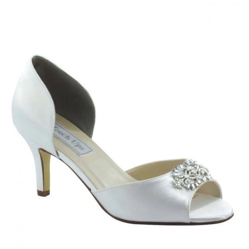 New Touch Ups "Olivia" White Satin Wedding Bridal Shoes size 6 M US